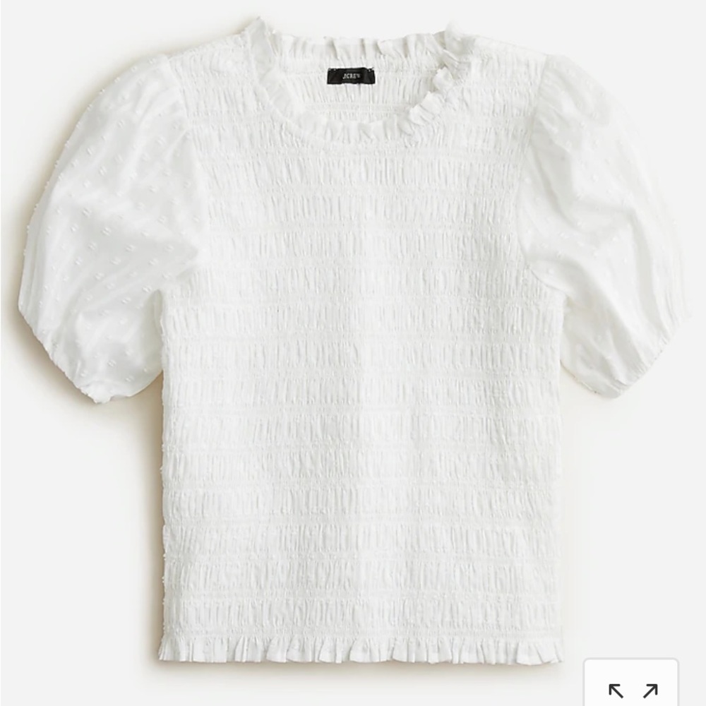 J. Crew Smocked Swiss Dot Top